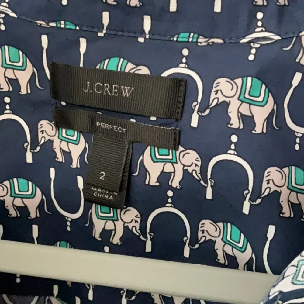 J. Crew Elephant Print Shirt‎ in Blue and Green